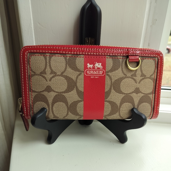 Coach Red and Tan Wallet - Picture 1 of 7